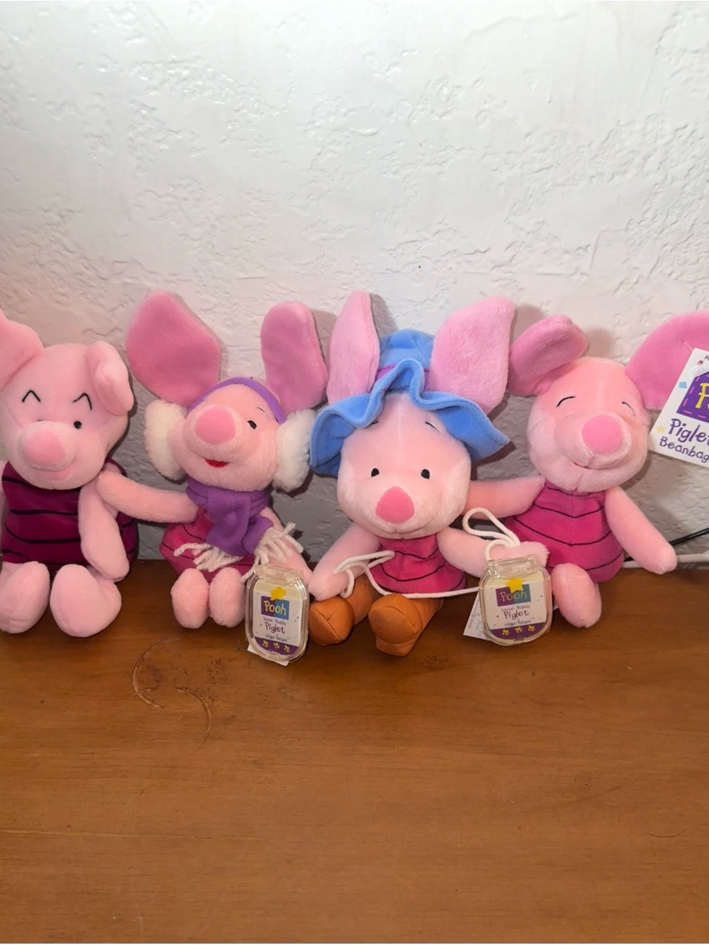 Vintage Disney Mattel Winnie the Pooh Piglet Beanbag Plush Lot Star Beans NWT